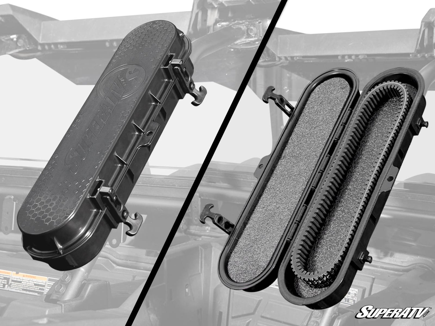 SuperATV roll cage-mounted belt case for off-road UTVs